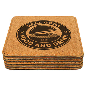 Square Cork Coaster with Stitching